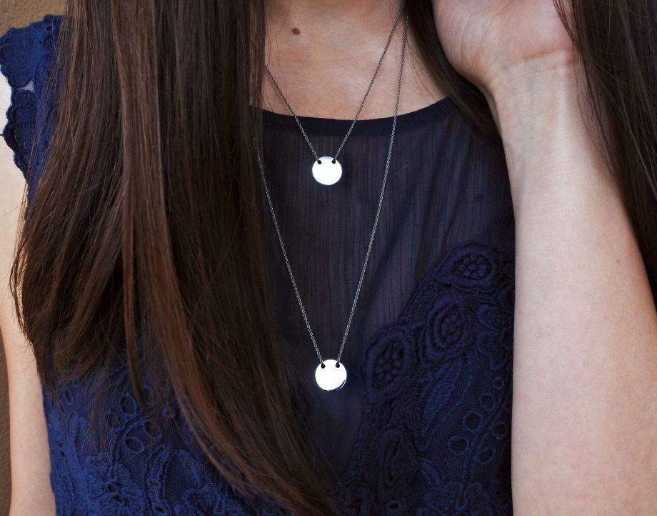 Collana doppia ciondoli tondi passanti in argento 925