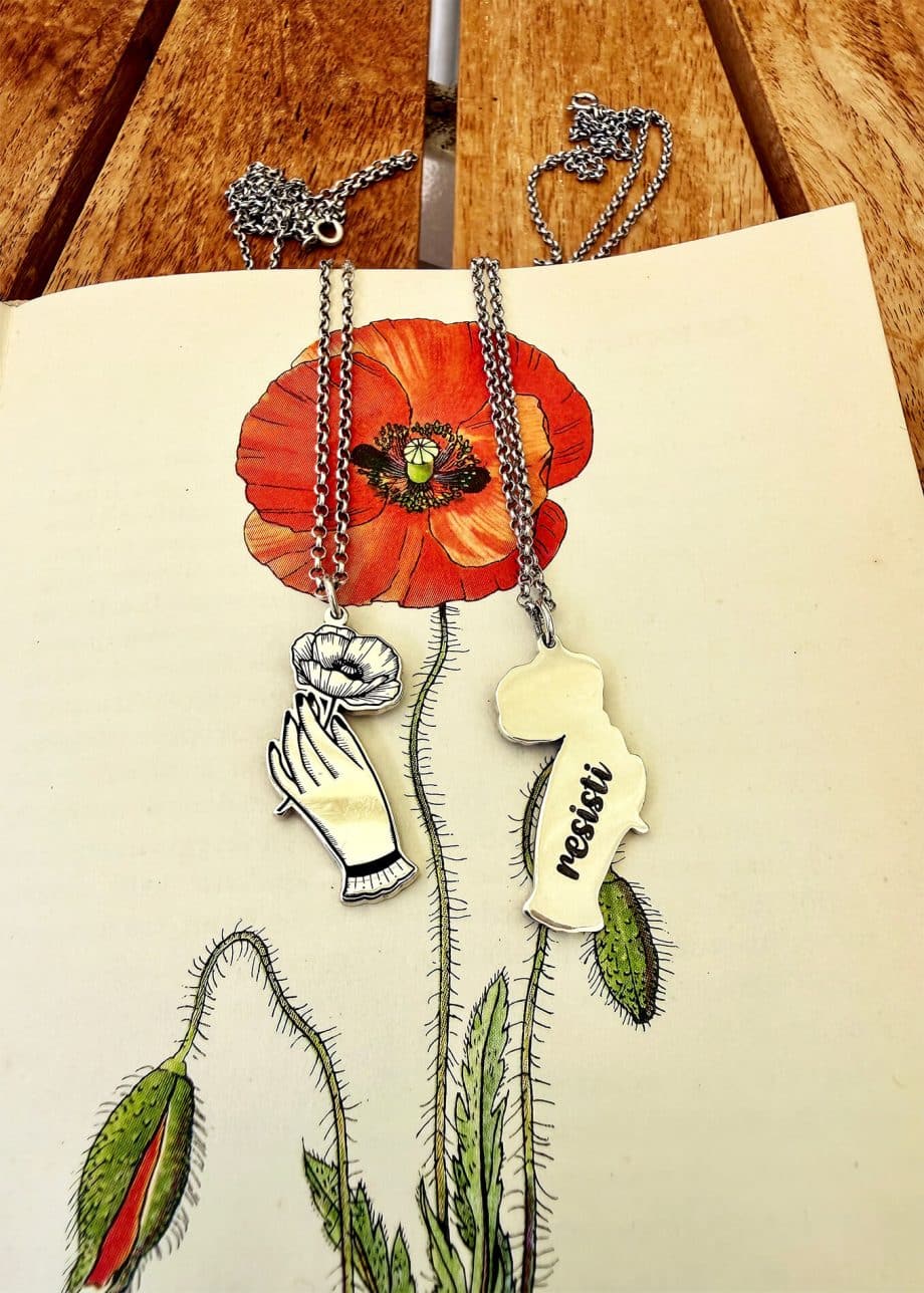 Collana talismano "è questo il fiore" - in argento 925 - immagine 4