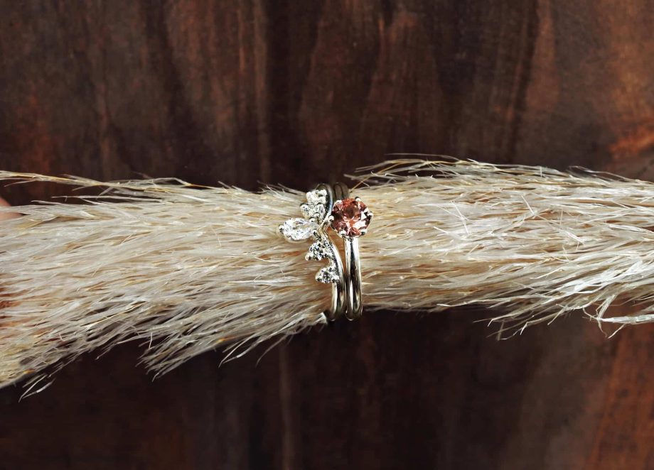 Anello solitario 5 MM e anello coroncina in argento 925 - Set
